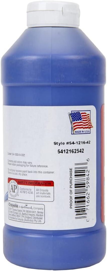 Crayola Premier Tempera Paint For Kids – Orange (16oz), Kids Classroom Supplies, Great For Arts & Crafts, Non Toxic, Easy Squeeze Bottle(Blue)