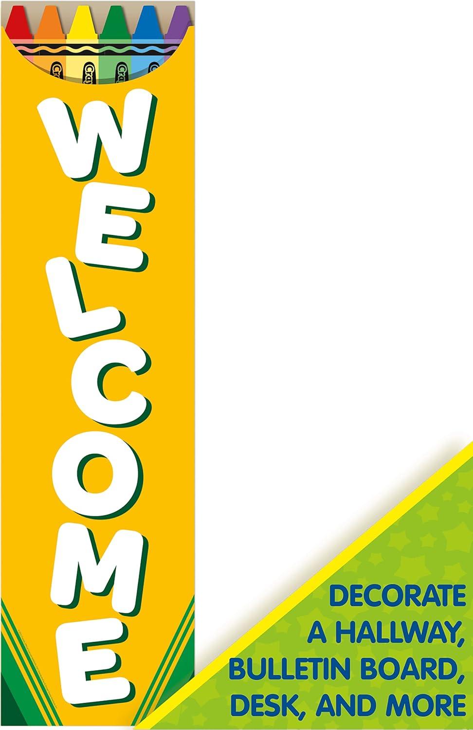 Eureka Crayola Welcome Vertical Classroom Banner for Teachers, 12″ x 45″