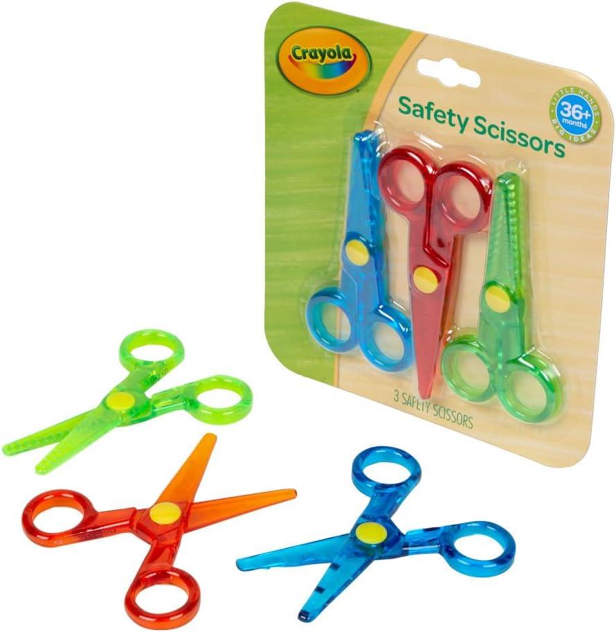 Crayola Toddler Safety Scissors (3pk), Blunt Tip Training Scissors for Preschool Learning Activities, Right & Left Handed, Toddler Arts & Crafts Essentials(Safety Scissors)