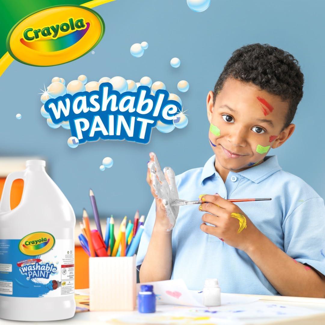 Crayola Washable Paint for Kids – Blue (1 Gallon), Kids Arts and Crafts Supplies, Non Toxic, Bulk(White)