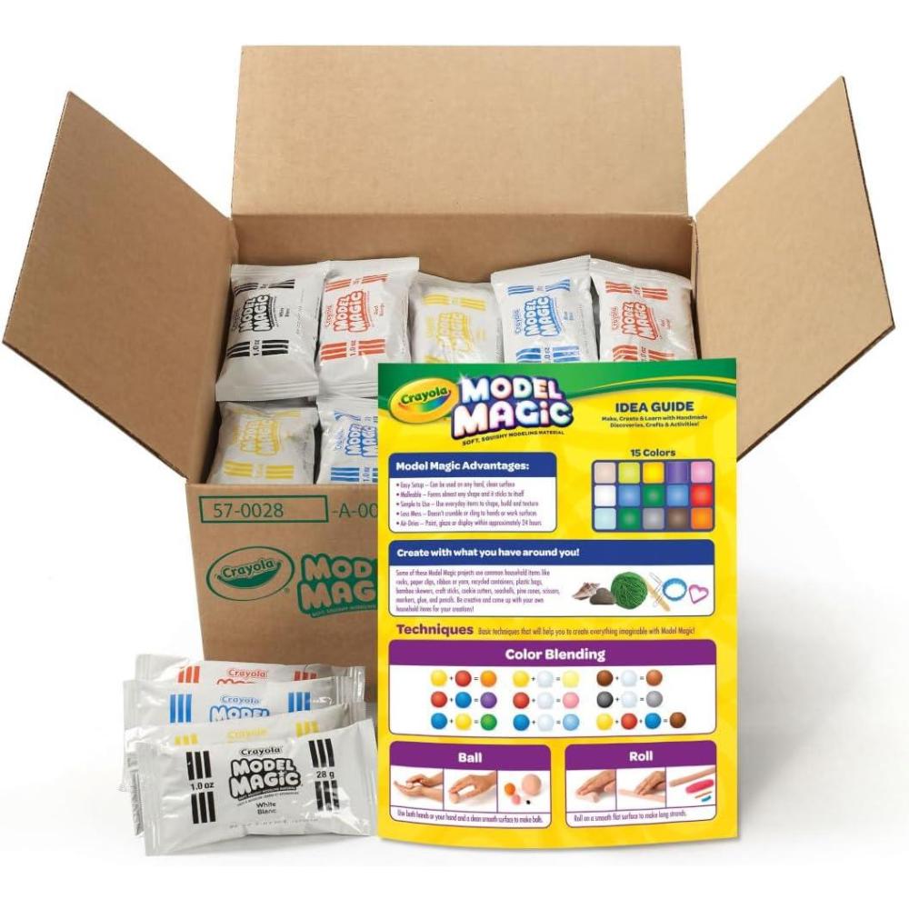 Crayola Model Magic – White (75ct), 1oz Modeling Clay Alternative, Molding Air Dry Clay for Kids, Bulk Classroom Arts & Crafts Supplies for Teachers(Classic Colors)