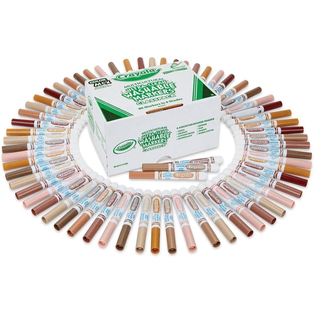 Crayola Multicultural Marker Classpack, Ultra Clean Washable Markers, Broad Line, 80 Count (588200), Assorted, 1-Pack