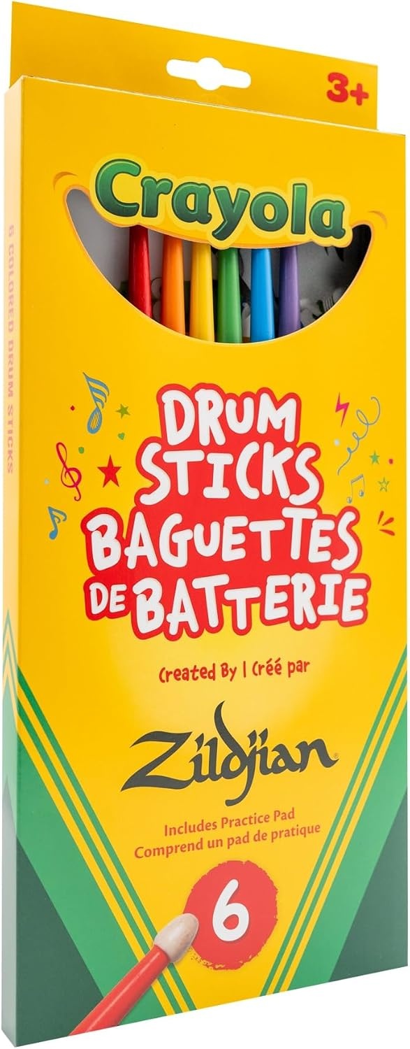 Zildjian ZKIDS Crayola Kids Drumsticks | fun colorful design for young players, lightweight easy-hold build, ideal first lesson gift, smaller grip for little hands