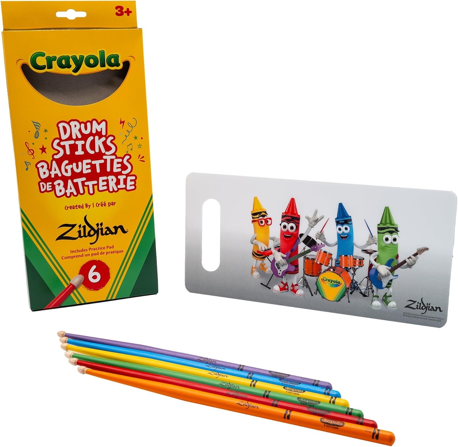 Zildjian ZKIDS Crayola Kids Drumsticks | fun colorful design for young players, lightweight easy-hold build, ideal first lesson gift, smaller grip for little hands