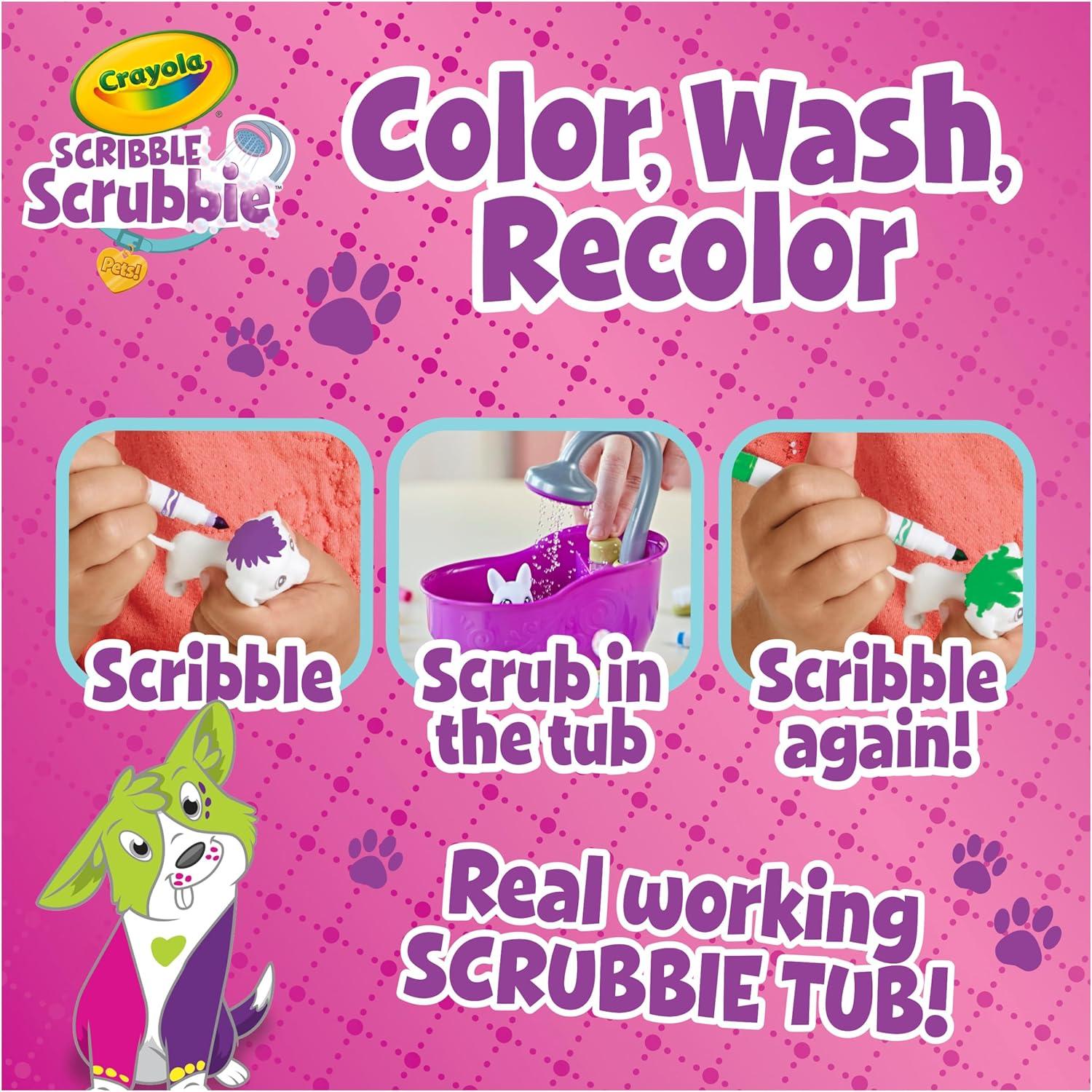 Crayola Scribble Scrubbies Glam Pack (4 Pets), Holiday for Kids, Washable Pet Care Toy, Coloring Animal Craft, Stocking Stuffer Toys for Girls & Boys, 3+(Glam Pack)