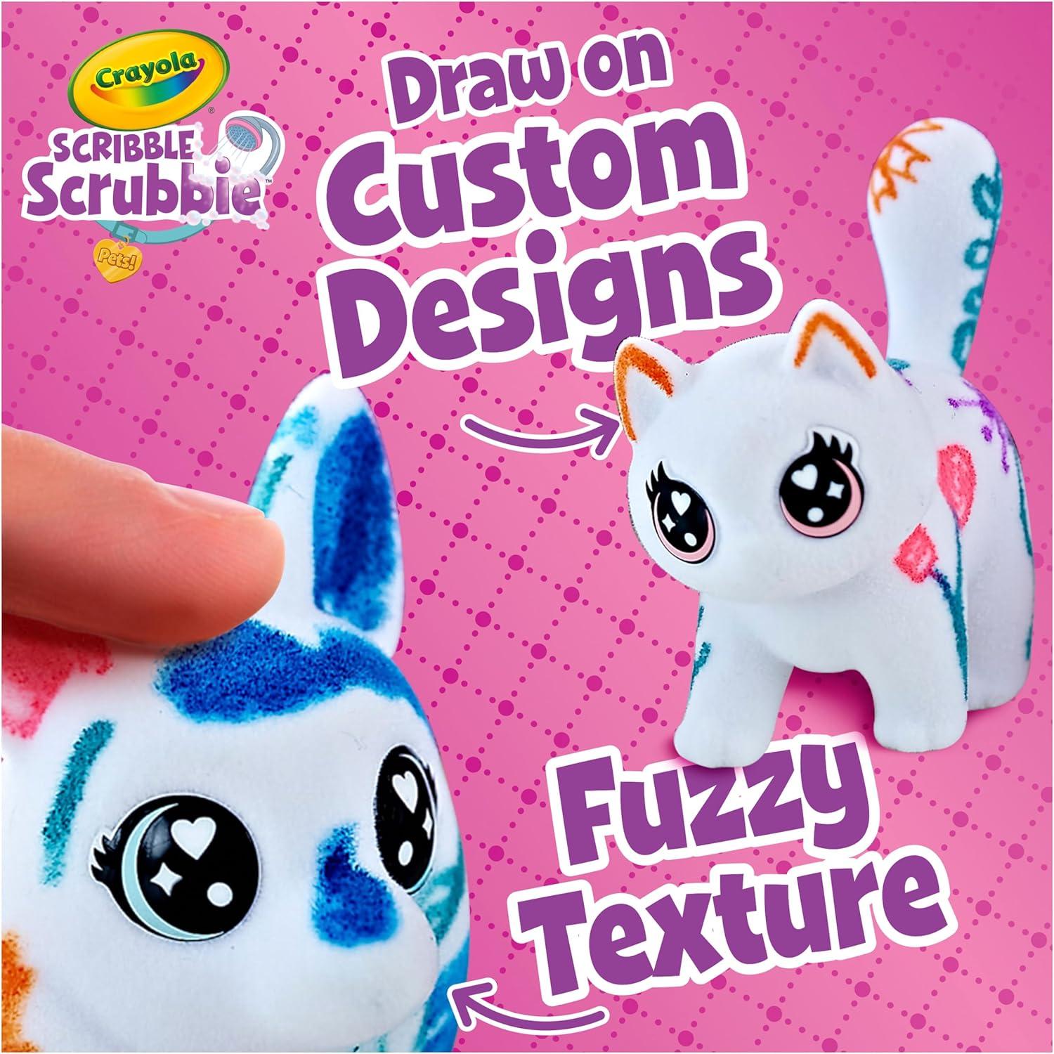 Crayola Scribble Scrubbies Glam Pack (4 Pets), Holiday for Kids, Washable Pet Care Toy, Coloring Animal Craft, Stocking Stuffer Toys for Girls & Boys, 3+(Glam Pack)