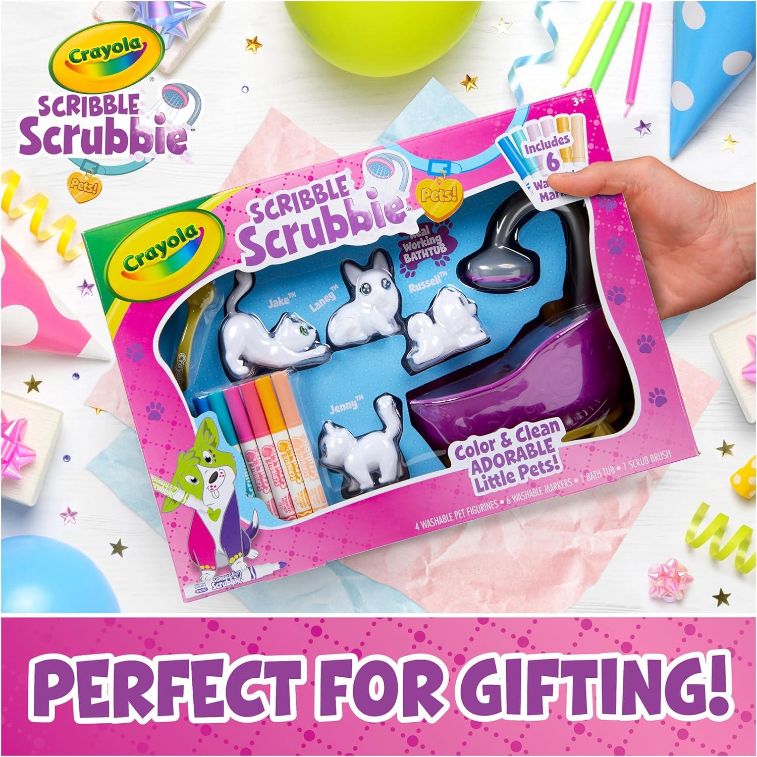 Crayola Scribble Scrubbies Glam Pack (4 Pets), Holiday for Kids, Washable Pet Care Toy, Coloring Animal Craft, Stocking Stuffer Toys for Girls & Boys, 3+(Glam Pack)