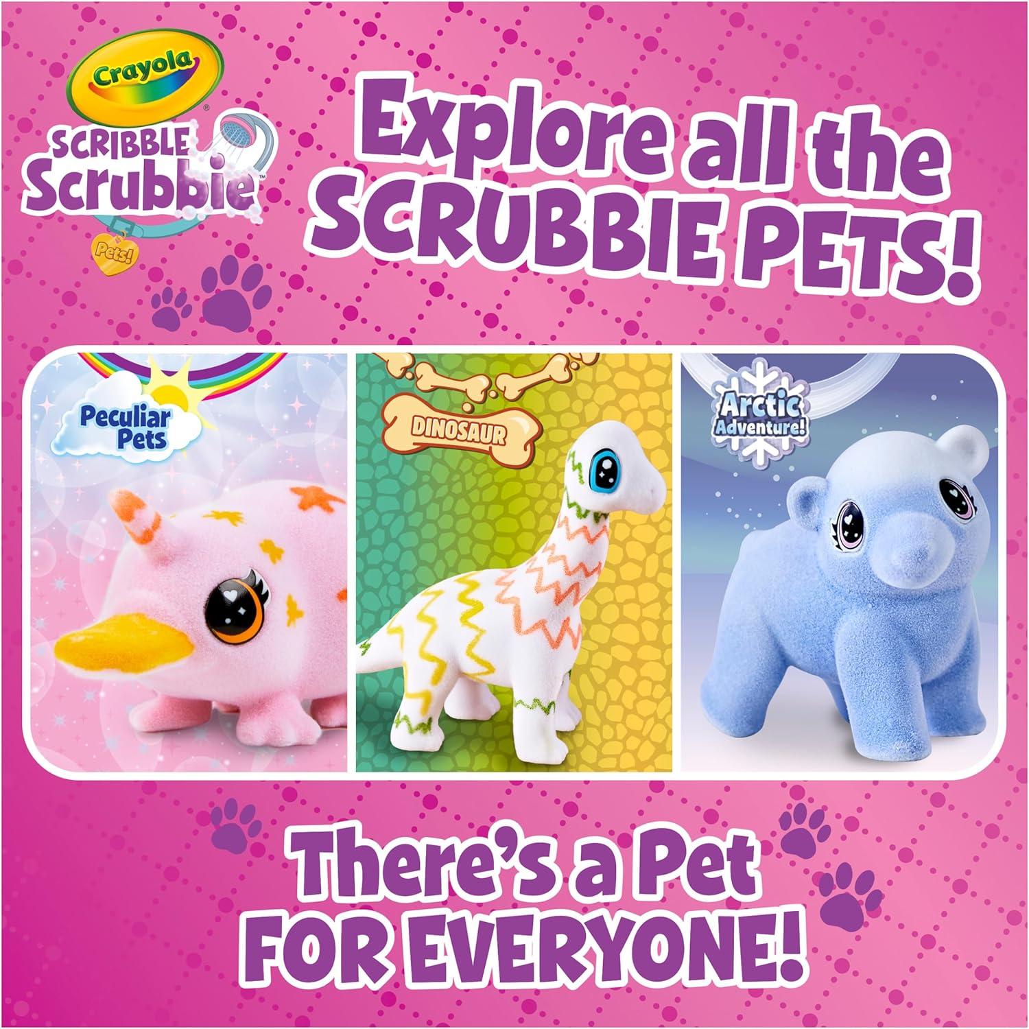 Crayola Scribble Scrubbies Glam Pack (4 Pets), Holiday for Kids, Washable Pet Care Toy, Coloring Animal Craft, Stocking Stuffer Toys for Girls & Boys, 3+(Glam Pack)