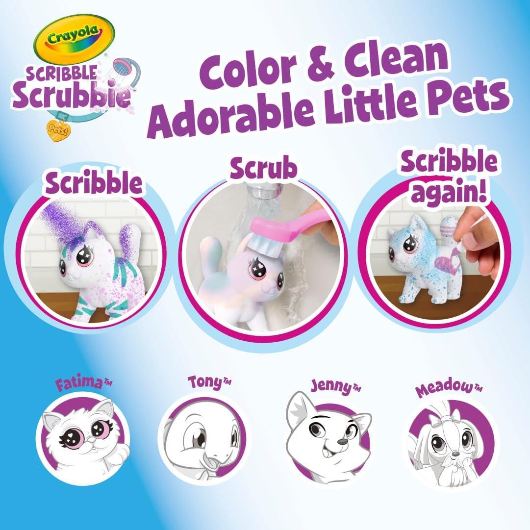 Crayola Scribble Scrubbies Glam Pack (4 Pets), Holiday for Kids, Washable Pet Care Toy, Coloring Animal Craft, Stocking Stuffer Toys for Girls & Boys, 3+(Spray Boutique)