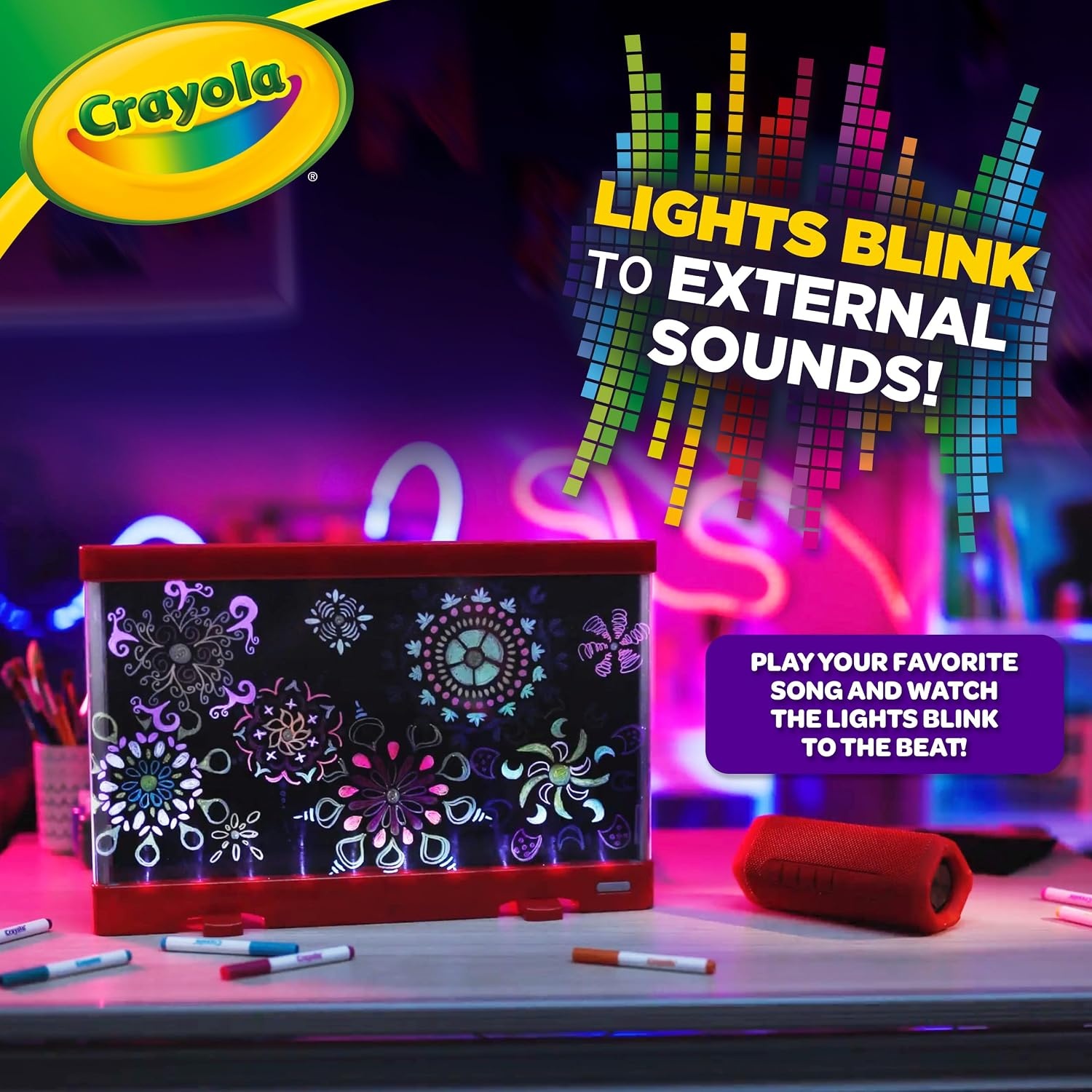 Crayola Ultimate Light Board – ColorVibe, Sound Reactive Light Up Drawing Tablet for Kids, LED Art Projector Board, Kids Gifts, Toys for Boys & Girls, Ages 6+(Compact)