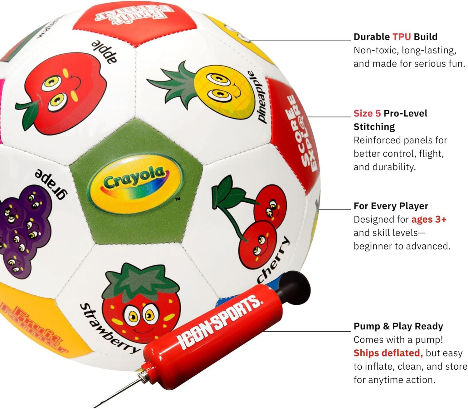 Crayola Official Soccer Ball – Unisex Kids – Multiplication Box Size 3(Fruits)