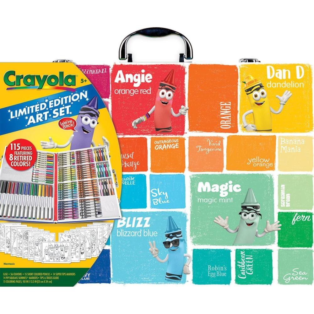 Crayola Limited Edition Coloring Set (115pcs), Kids Drawing Supplies Kit with Crayons, Markers & Colored Pencils, Birthday, Holiday for Kids, 5+(Limited Edition)