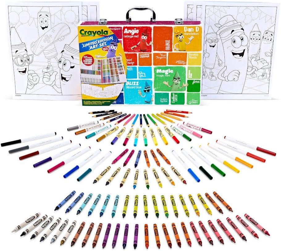 Crayola Limited Edition Coloring Set (115pcs), Kids Drawing Supplies Kit with Crayons, Markers & Colored Pencils, Birthday, Holiday for Kids, 5+(Limited Edition)