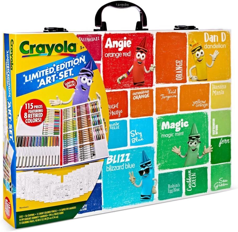 Crayola Limited Edition Coloring Set (115pcs), Kids Drawing Supplies Kit with Crayons, Markers & Colored Pencils, Birthday, Holiday for Kids, 5+(Limited Edition)