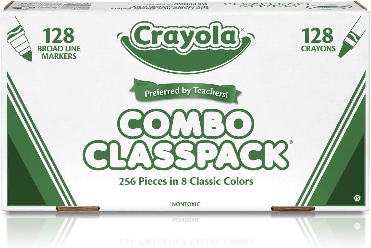 Crayola Crayons and Washable Markers Classpack (256ct), Bulk Markers for Kids, Teacher Art Supplies for Preschool & Kindergarten Classrooms