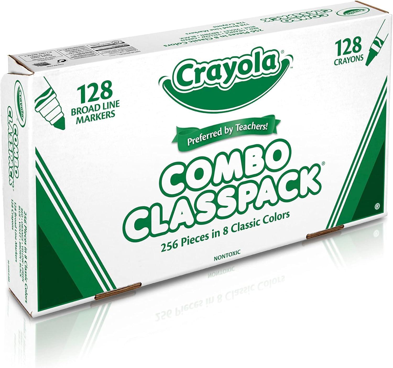 Crayola Crayons and Washable Markers Classpack (256ct), Bulk Markers for Kids, Teacher Art Supplies for Preschool & Kindergarten Classrooms