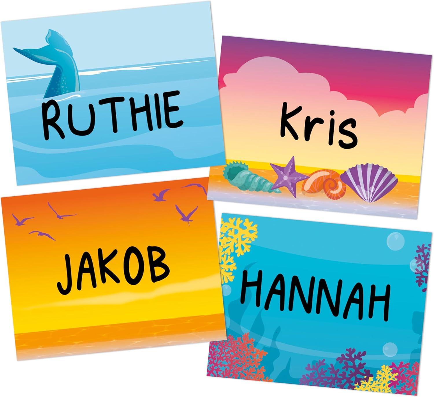 Eureka Crayola Crayons Self-Adhesive Student Name Tags for Teachers, 2.75″ x 2.25″, 40 Pieces(Seas the Day)