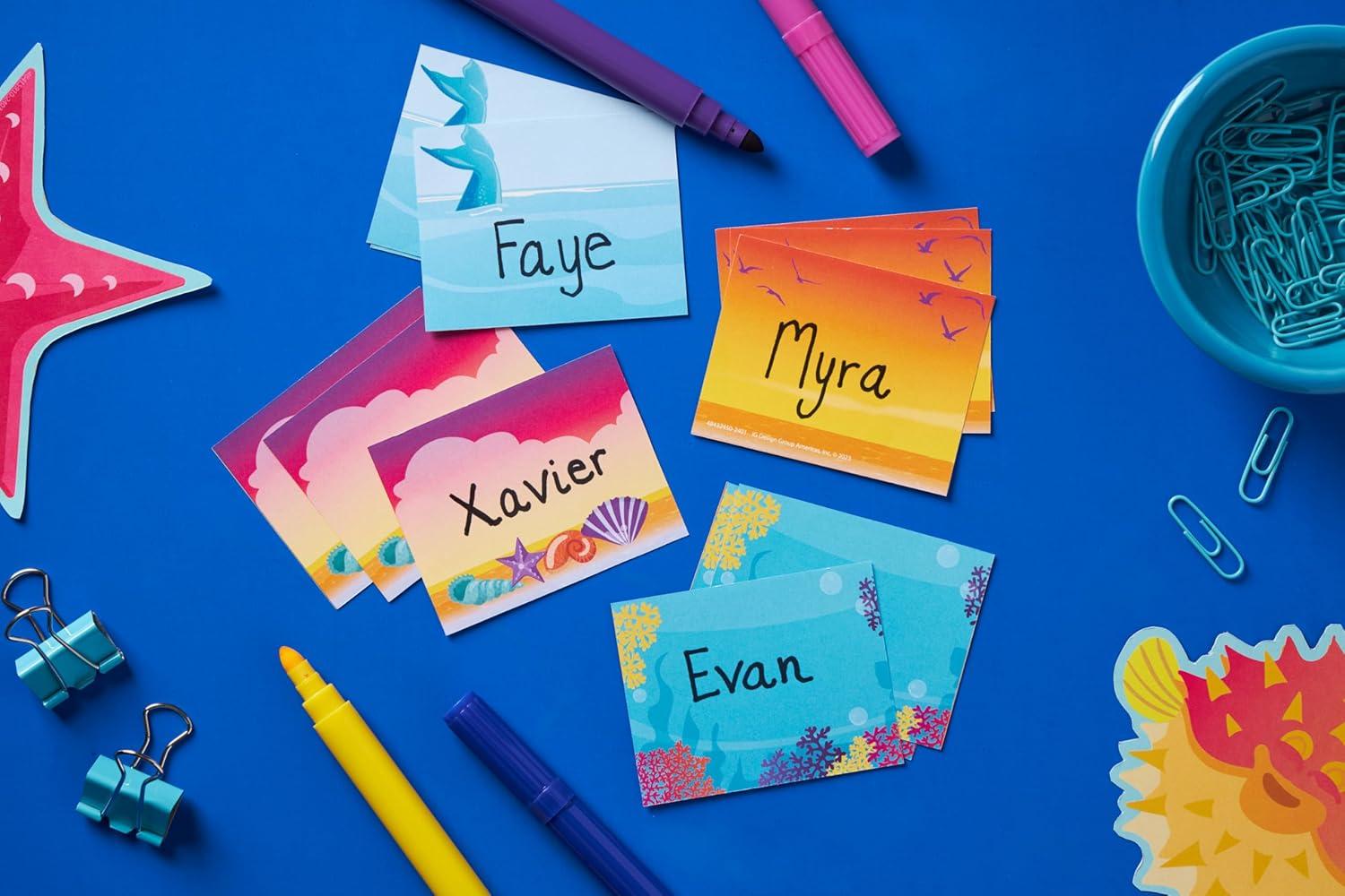Eureka Crayola Crayons Self-Adhesive Student Name Tags for Teachers, 2.75″ x 2.25″, 40 Pieces(Seas the Day)