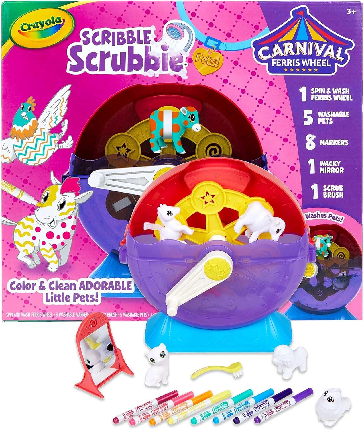 Crayola Scribble Scrubbie Safari 2 Pack Animal Toy Set Age 3+(Spin & Wash Carnival)
