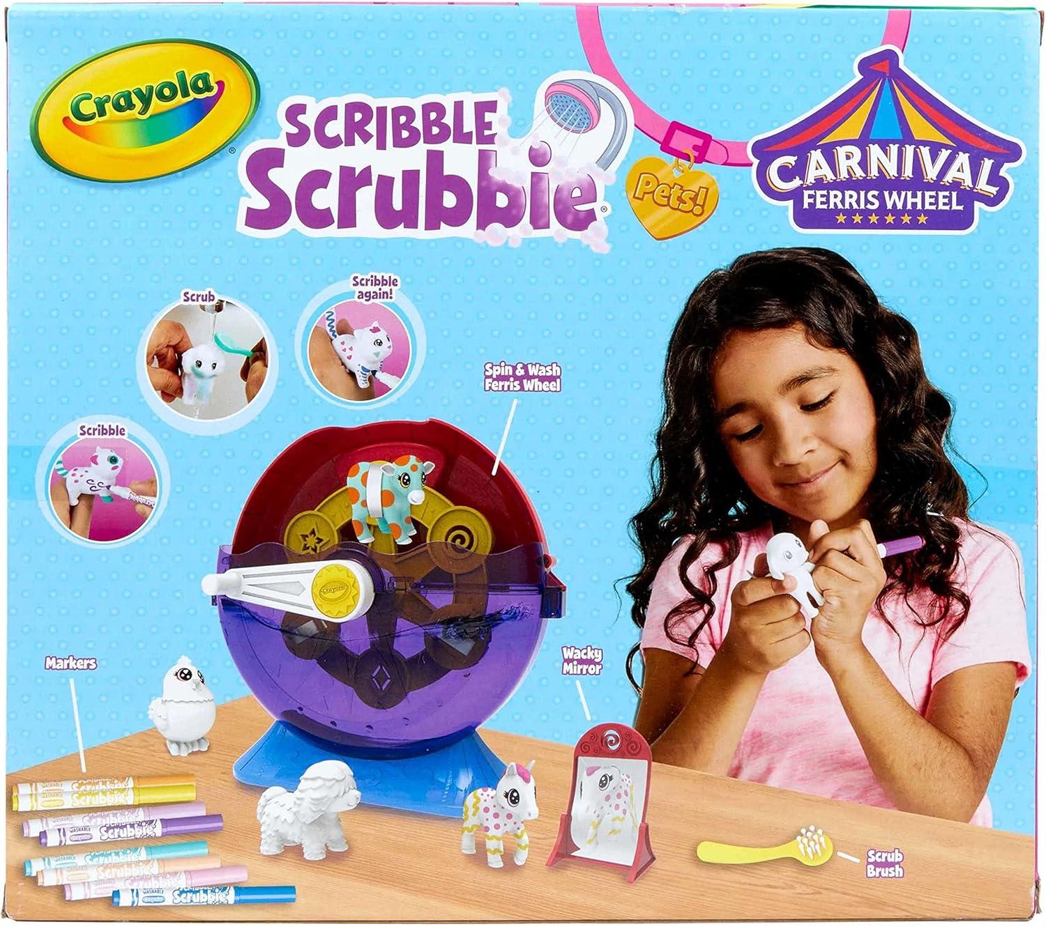 Crayola Scribble Scrubbie Safari 2 Pack Animal Toy Set Age 3+(Spin & Wash Carnival)