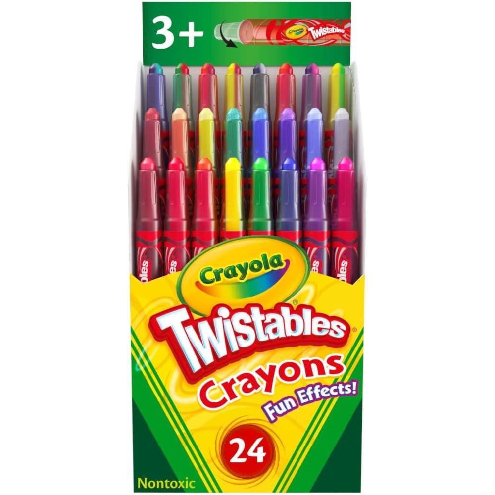 Crayola Twistables Crayons for Kids (24ct) No Sharpen Toddler Coloring Supplies, Less Mess, Stocking Stuffer & Holiday Gifts for Boys & Girls, Ages 3, 4, 5(24 Count (Pack of 1))