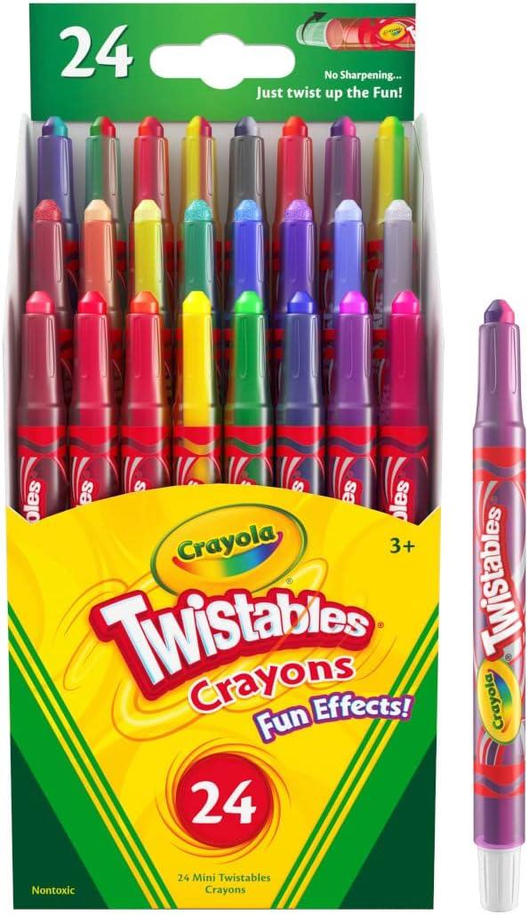 Crayola Twistables Crayons for Kids (24ct) No Sharpen Toddler Coloring Supplies, Less Mess, Stocking Stuffer & Holiday Gifts for Boys & Girls, Ages 3, 4, 5(24 Count (Pack of 1))
