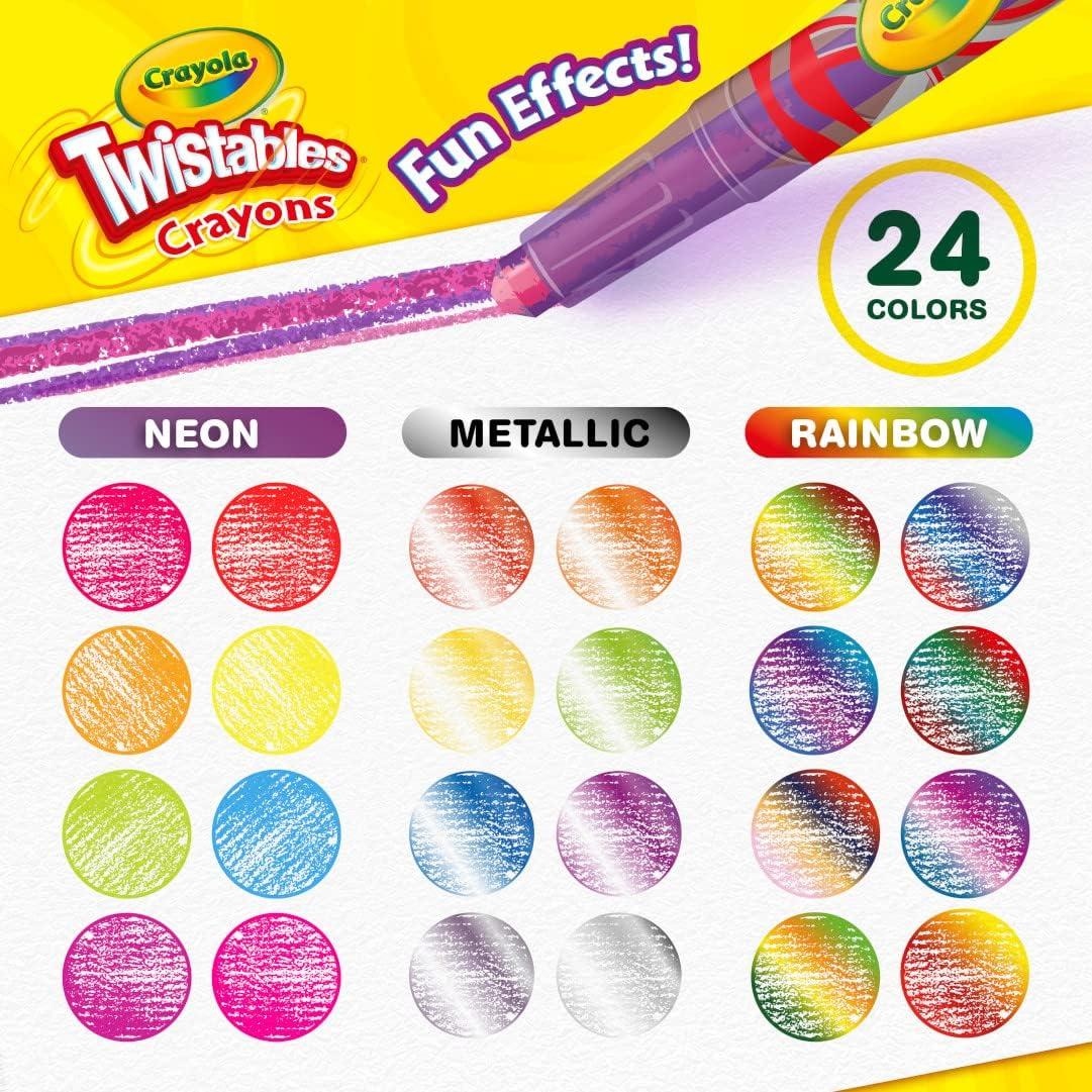 Crayola Twistables Crayons for Kids (24ct) No Sharpen Toddler Coloring Supplies, Less Mess, Stocking Stuffer & Holiday Gifts for Boys & Girls, Ages 3, 4, 5(24 Count (Pack of 1))