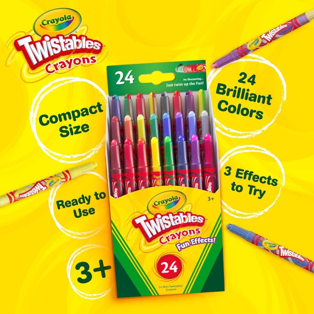 Crayola Twistables Crayons for Kids (24ct) No Sharpen Toddler Coloring Supplies, Less Mess, Stocking Stuffer & Holiday Gifts for Boys & Girls, Ages 3, 4, 5(24 Count (Pack of 1))