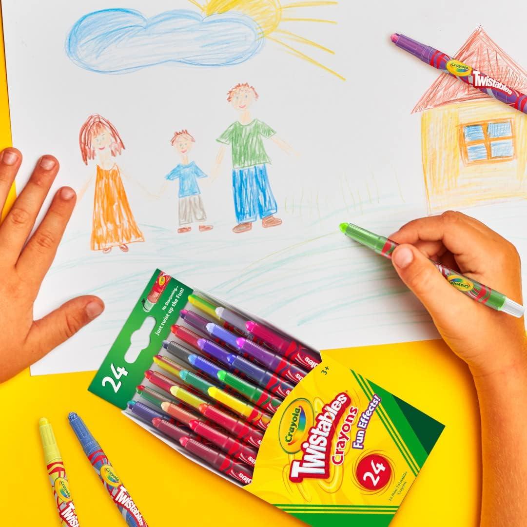 Crayola Twistables Crayons for Kids (24ct) No Sharpen Toddler Coloring Supplies, Less Mess, Stocking Stuffer & Holiday Gifts for Boys & Girls, Ages 3, 4, 5(24 Count (Pack of 1))