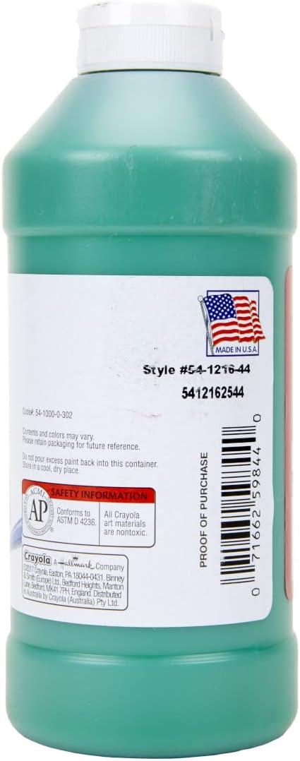Crayola Premier Tempera Paint For Kids – Orange (16oz), Kids Classroom Supplies, Great For Arts & Crafts, Non Toxic, Easy Squeeze Bottle(Green)