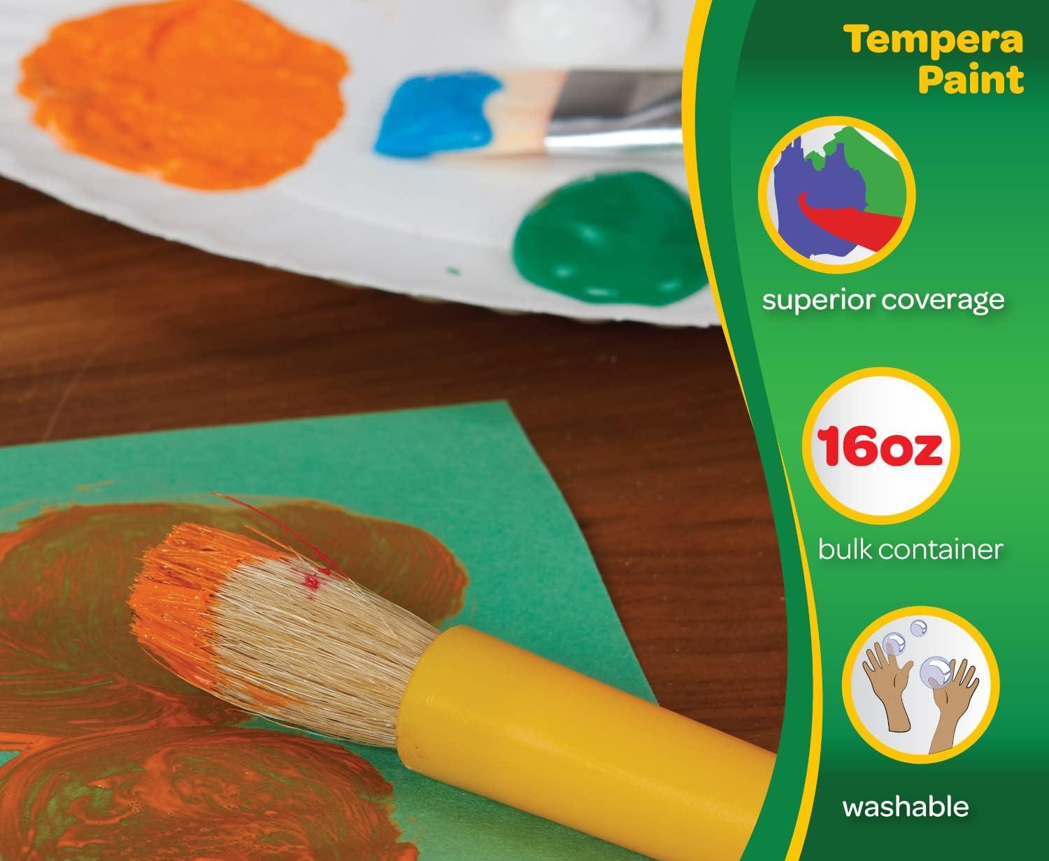 Crayola Premier Tempera Paint For Kids – Orange (16oz), Kids Classroom Supplies, Great For Arts & Crafts, Non Toxic, Easy Squeeze Bottle(Green)