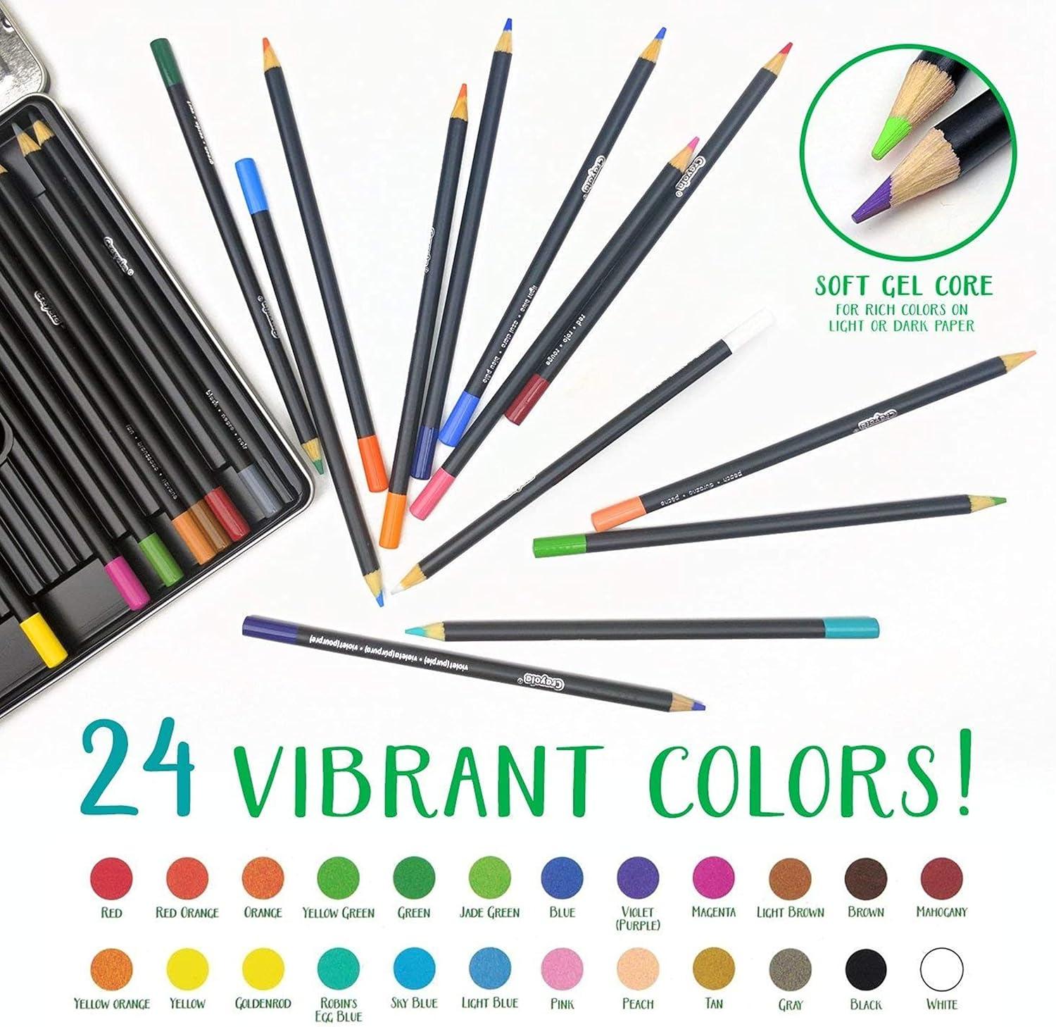 Crayola Signature Blend & Shade Soft Core Colored Pencils in Tin, Gift – 24 Count, Blend & Shade Colored Pencils