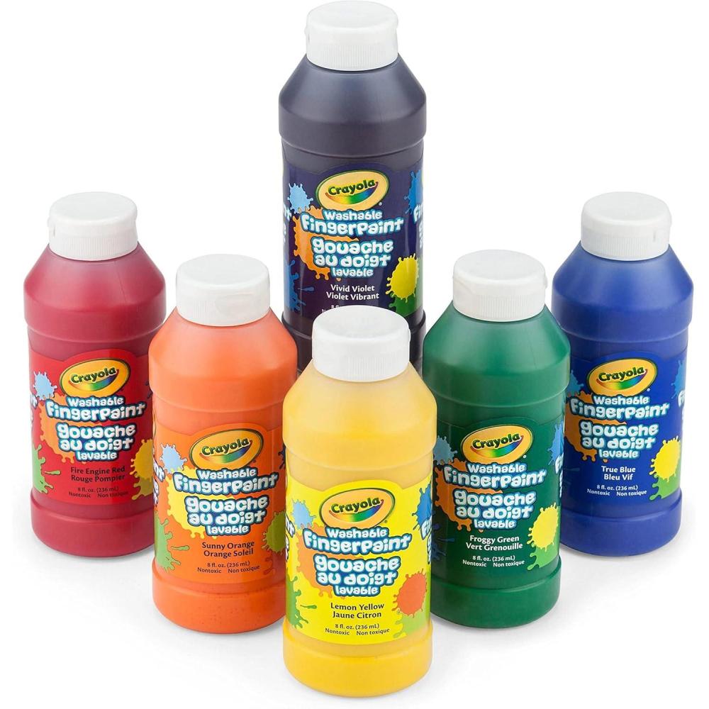 Crayola Washable Finger Paints (6ct), Toddler Paint Set, Nontoxic Finger Paint for Kids, Arts & Crafts Supplies for Toddlers, Teacher Classroom Must Have [Amazon Exclusive](Paints)