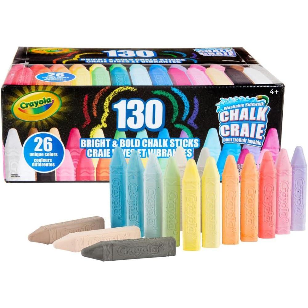 Crayola Ultimate Washable Chalk Collection (64ct), Bulk Outdoor Sidewalk Chalk for Kids, Anti-Roll Sticks, Outdoor Activities & Toys for Kids, Ages 3, 4, 5(Bold & Bright)