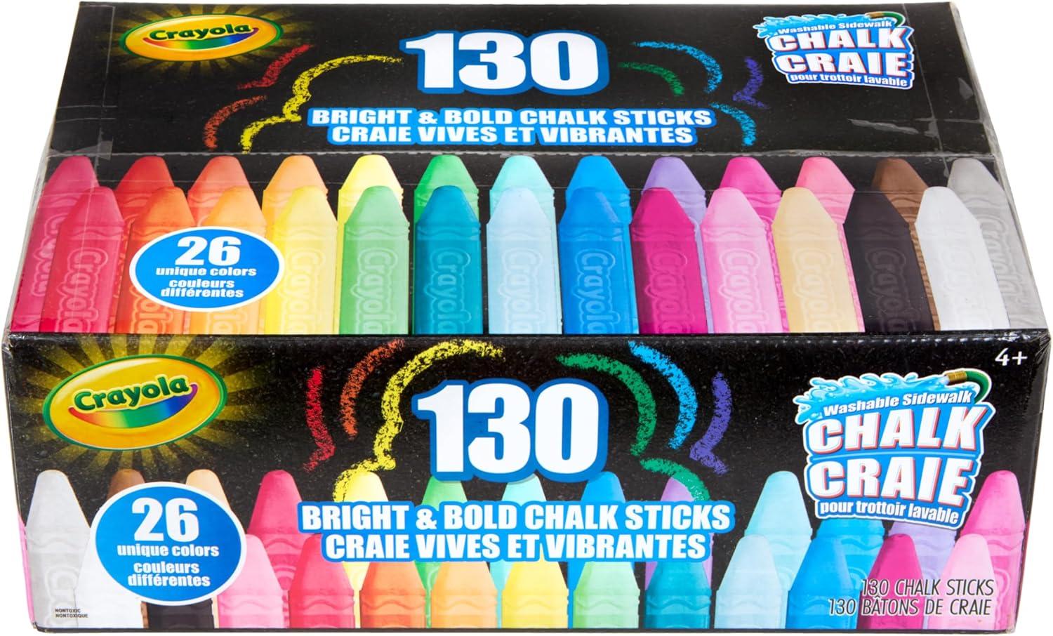 Crayola Ultimate Washable Chalk Collection (64ct), Bulk Outdoor Sidewalk Chalk for Kids, Anti-Roll Sticks, Outdoor Activities & Toys for Kids, Ages 3, 4, 5(Bold & Bright)
