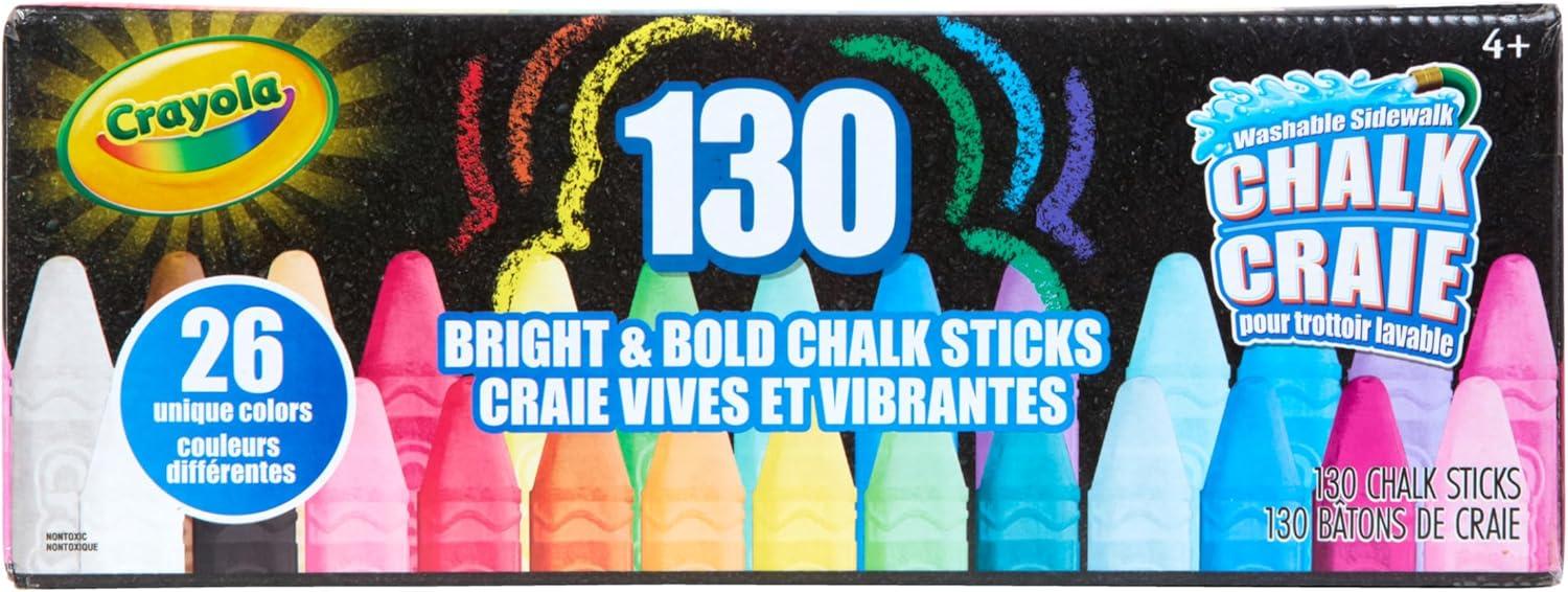 Crayola Ultimate Washable Chalk Collection (64ct), Bulk Outdoor Sidewalk Chalk for Kids, Anti-Roll Sticks, Outdoor Activities & Toys for Kids, Ages 3, 4, 5(Bold & Bright)