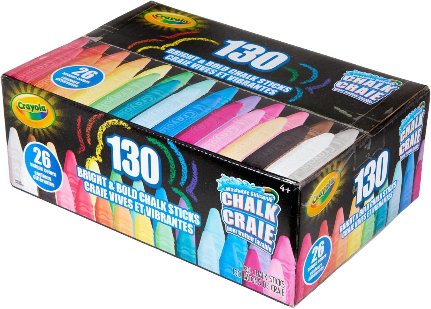 Crayola Ultimate Washable Chalk Collection (64ct), Bulk Outdoor Sidewalk Chalk for Kids, Anti-Roll Sticks, Outdoor Activities & Toys for Kids, Ages 3, 4, 5(Bold & Bright)