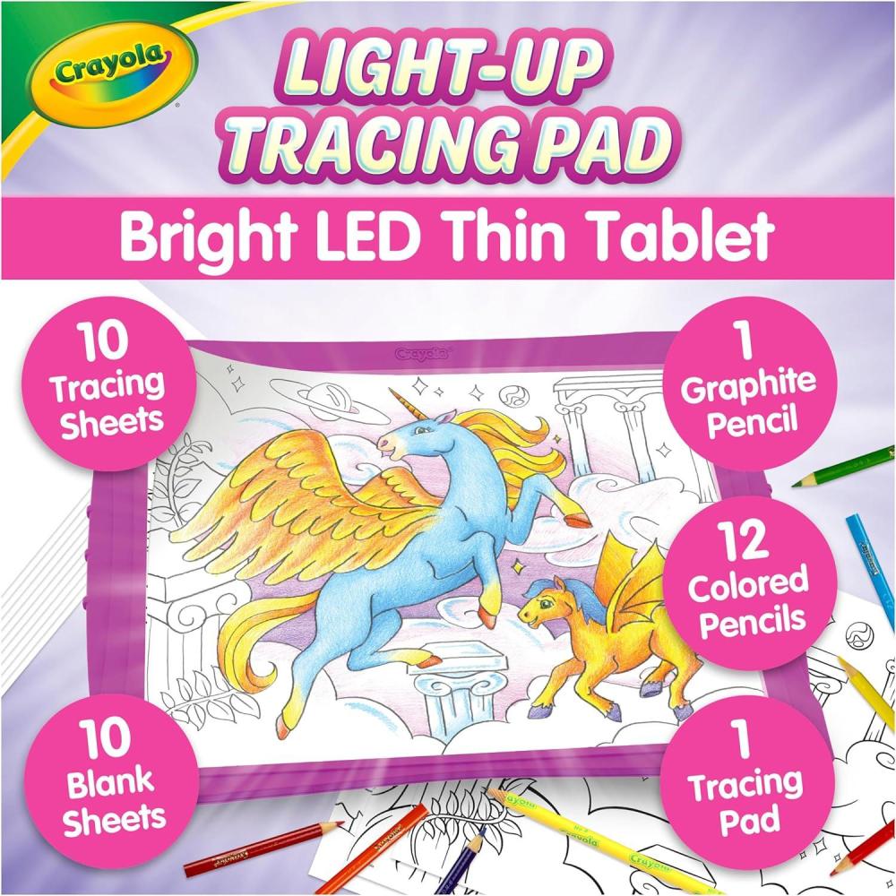 Crayola Light Up Tracing Pad Pink, Best Birthday, Holiday & Christmas Gifts for Girls & Boys, 6, 7, 8 Year Olds, Kids Toys, Light Box Art Kit for Kids [Amazon Exclusive](Pink)