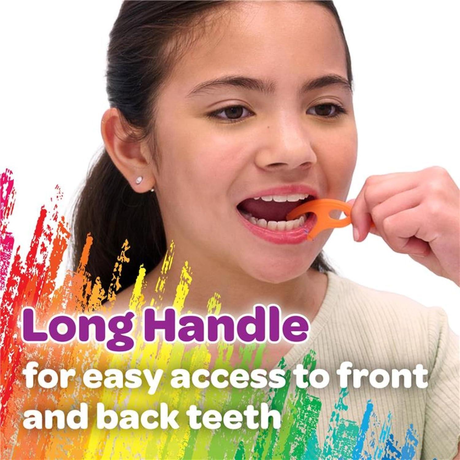 GUM Crayola Twistables Kids Flossers with Fluoride – Designed for Little Hands – Three Fun Fruit Flavors – Easy to Use Kids Floss Picks for Children Ages 3+, 75 Count