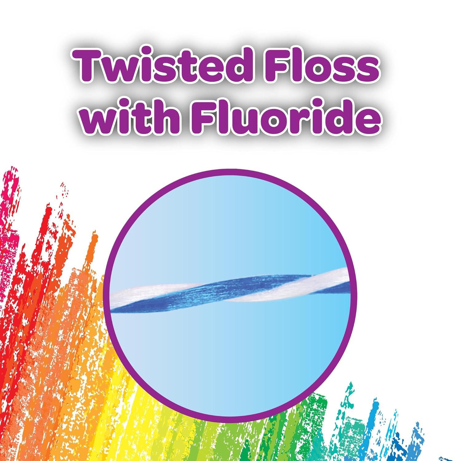GUM Crayola Twistables Kids Flossers with Fluoride – Designed for Little Hands – Three Fun Fruit Flavors – Easy to Use Kids Floss Picks for Children Ages 3+, 75 Count