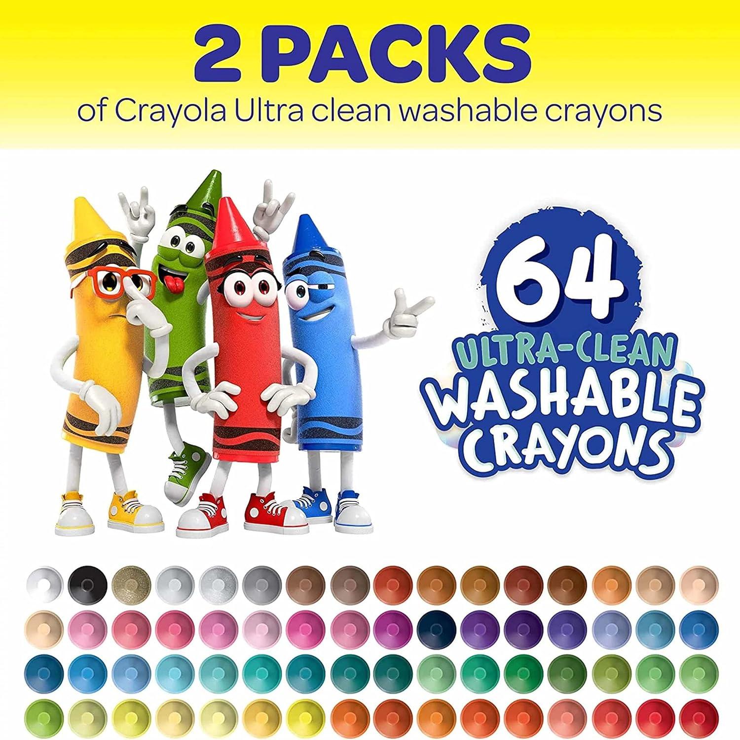 Crayola Washable Crayons for Kids – 64ct (2 Boxes), Bulk Crayons for Toddlers, Kids Arts & Crafts Supplies for Coloring Books, Drawing, Doodling [Amazon Exclusive]