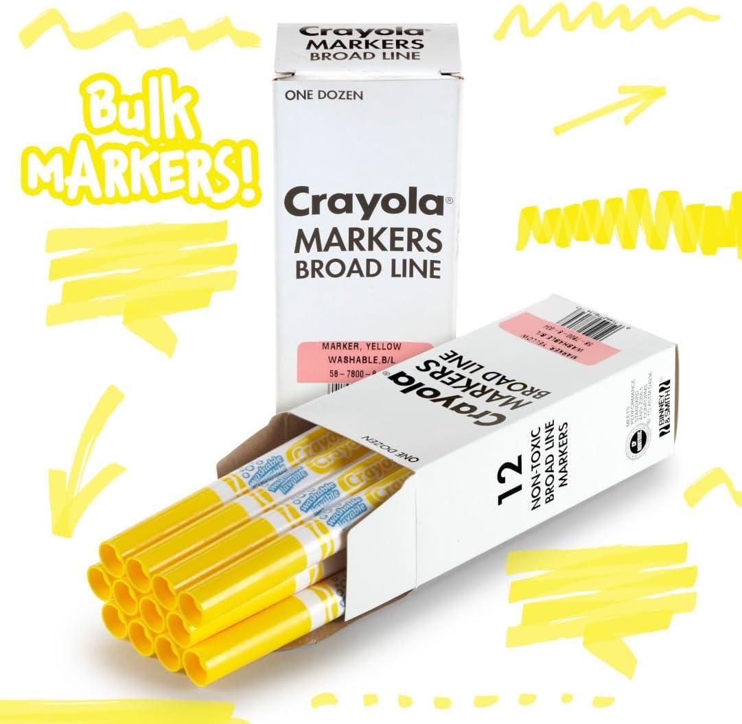 Crayola 12 Count Washable Bulk Markers, Green(Yellow)