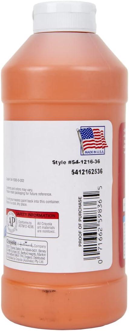 Crayola Premier Tempera Paint For Kids – Orange (16oz), Kids Classroom Supplies, Great For Arts & Crafts, Non Toxic, Easy Squeeze Bottle(Orange)
