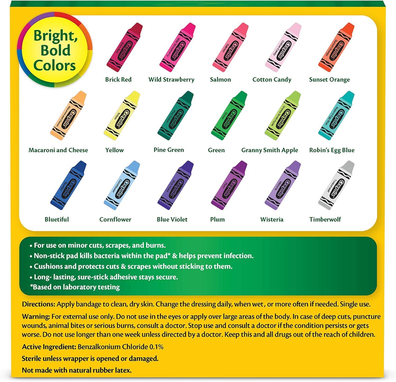 Crayola Shaped Kids Bandages, 100 CT | Great for Birthdays, Party Supplies, Stickers, Stocking Stuffer or White Elephant Gift | Adhesive Bandages for Minor Cuts, Scrapes, & Burns