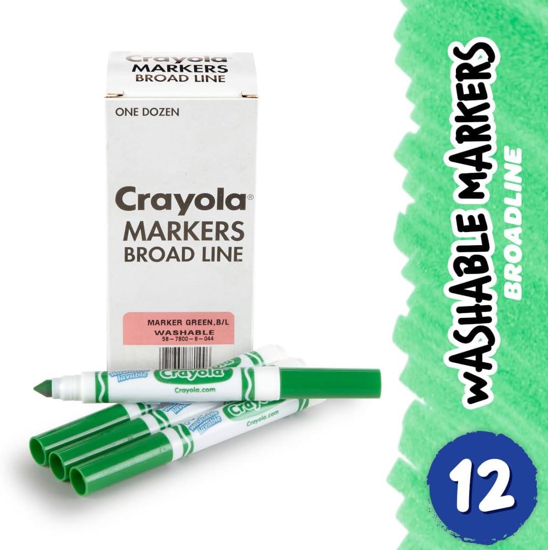 Crayola 12 Count Washable Bulk Markers, Green(Green)