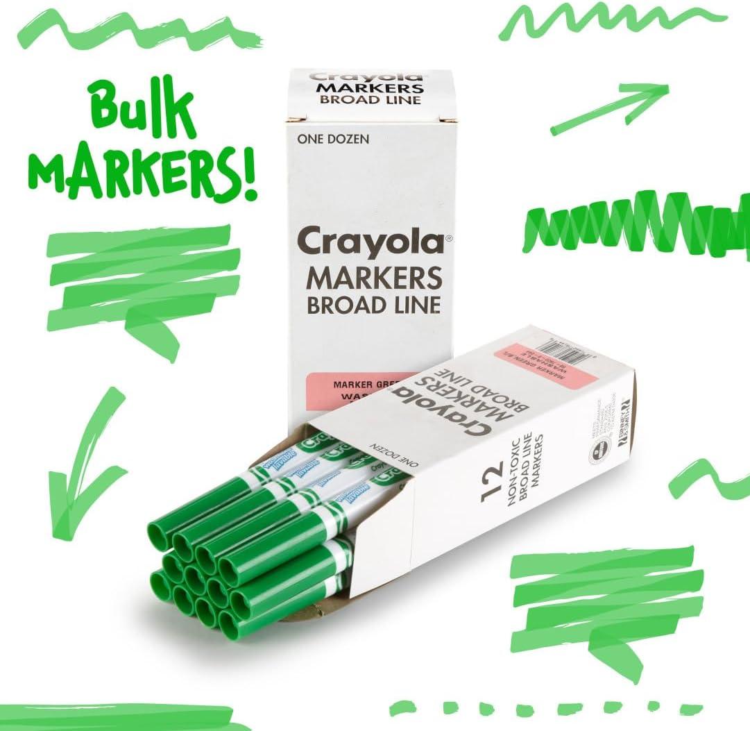 Crayola 12 Count Washable Bulk Markers, Green(Green)