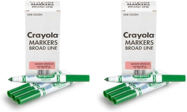 Crayola 12 Count Washable Bulk Markers, Green(Green)