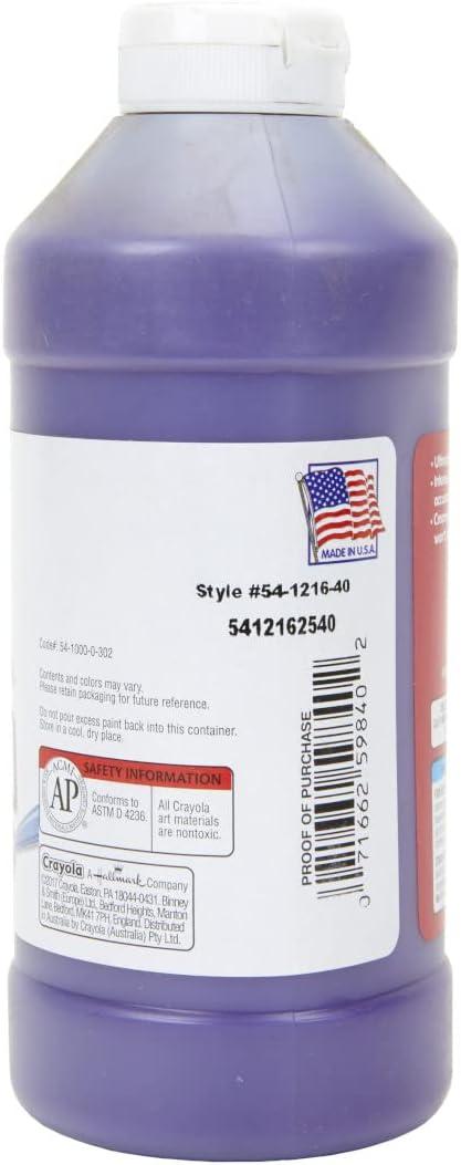Crayola Premier Tempera Paint For Kids – Orange (16oz), Kids Classroom Supplies, Great For Arts & Crafts, Non Toxic, Easy Squeeze Bottle(Violet)