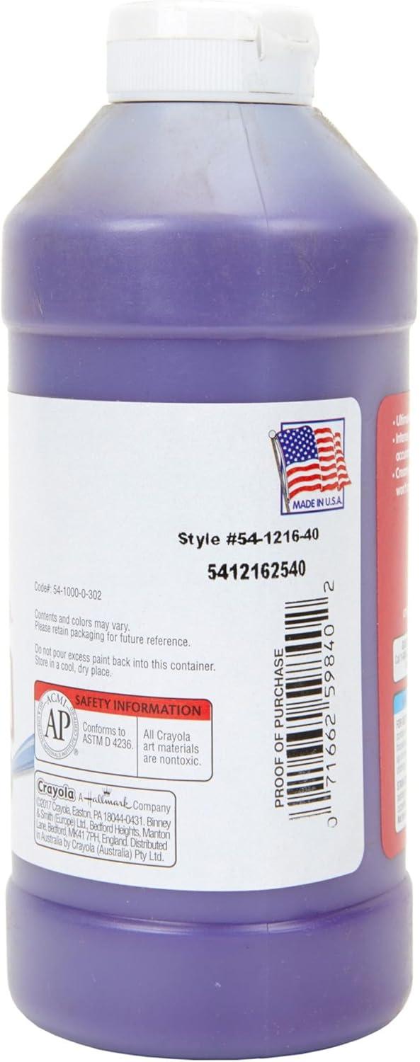 Crayola Premier Tempera Paint For Kids – Orange (16oz), Kids Classroom Supplies, Great For Arts & Crafts, Non Toxic, Easy Squeeze Bottle(Violet)