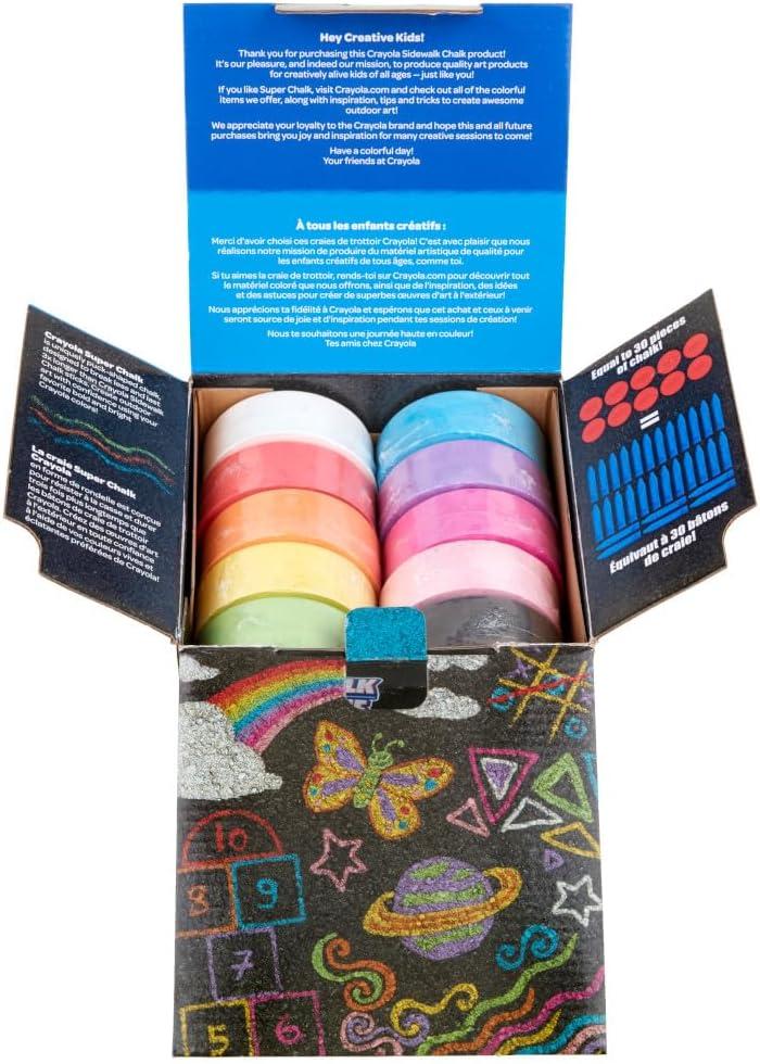 Crayola Ultimate Washable Chalk Collection (64ct), Bulk Outdoor Sidewalk Chalk for Kids, Anti-Roll Sticks, Outdoor Activities & Toys for Kids, Ages 3, 4, 5(Super Chalk)